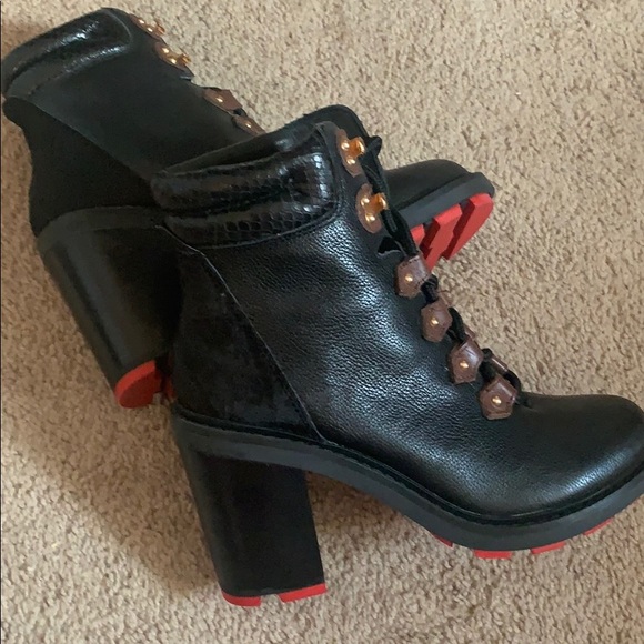 SOLD Leather calf hair suede booties - Picture 2 of 7